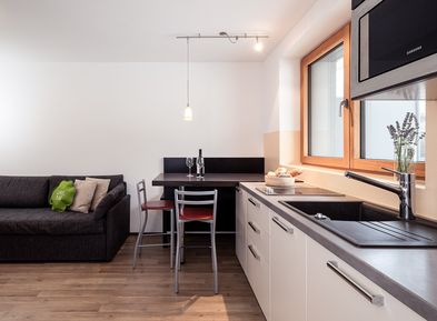 Kitchenette and dining area in the Villa Pernstich in Oltradige